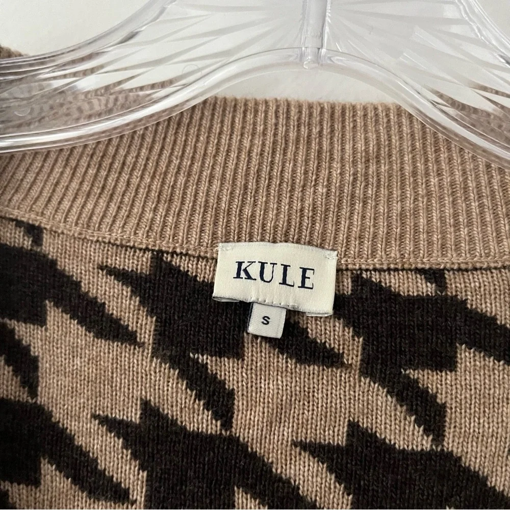 Kule Anthropologie The Liam Houndstooth Cardigan Sweater Small Wool Cashmere